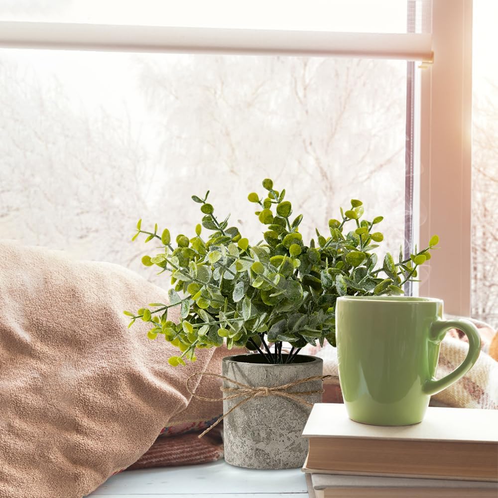 LESING 4 Pack Mini Artificial Potted Plants for Home Office Decor