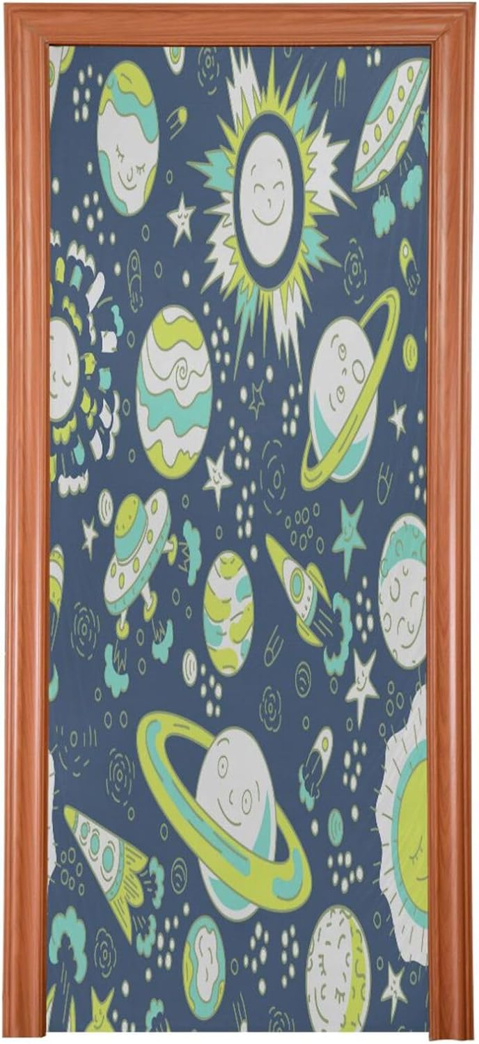 Susiyo Space Seamless Halloween Door Cover Stretch Fabric Backdrop for Home Parties and Holidays