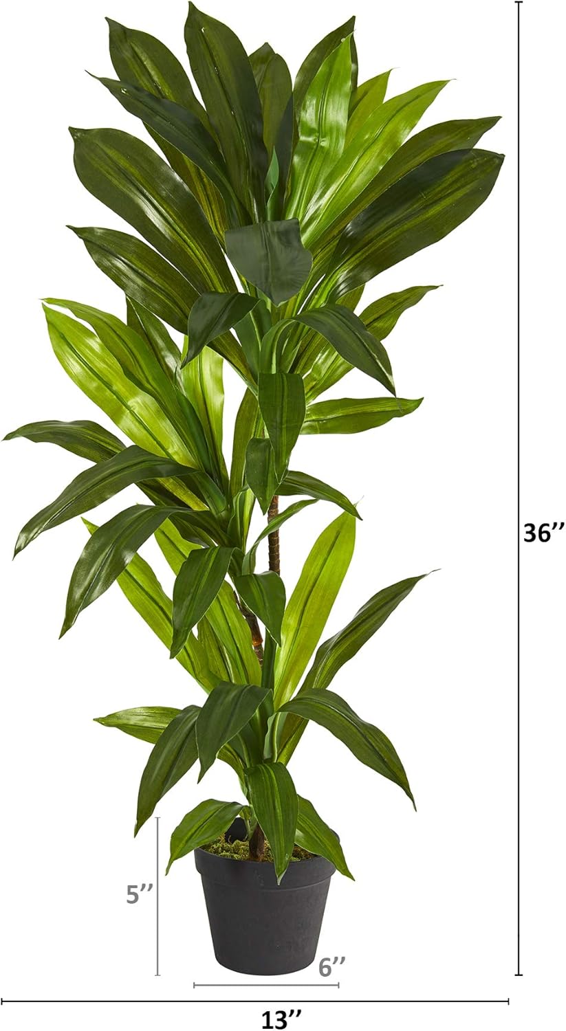 Nearly Natural 3ft Dracaena Artificial Plant Real Touch