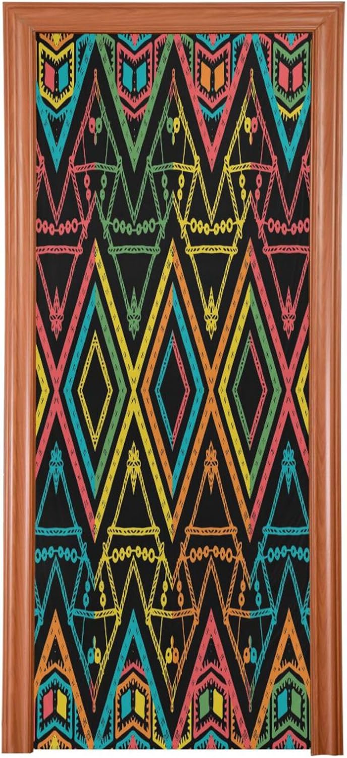 Susiyo Abstract Zigzag Halloween Door Cover 32x79 in
