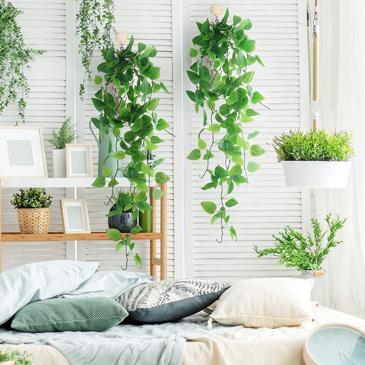 Mocoosy 2 Pack Artificial Hanging Plants with Baskets