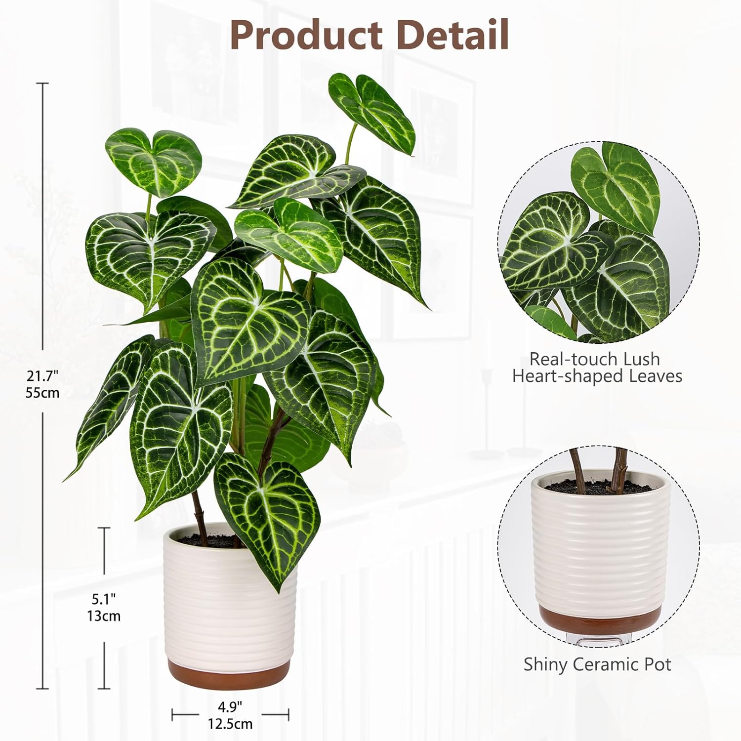 GnFlus 217 Inch Tall Artificial Plants with Pots