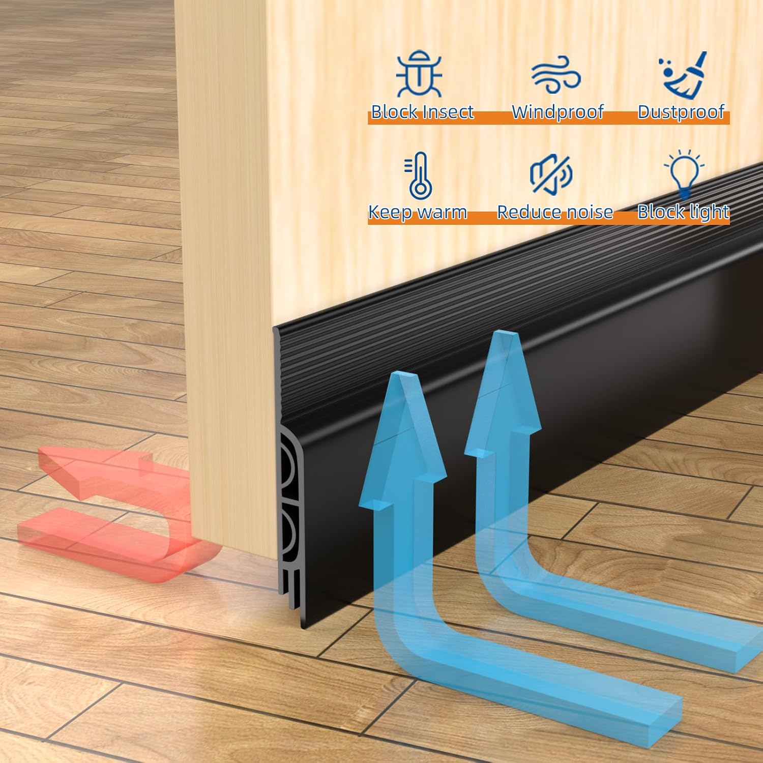 78 Inch Door Draft Stopper with Strong Adhesive Seal