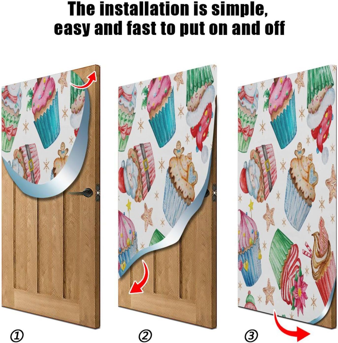 Susiyo Watercolor Christmas Door Cover 32x79 In