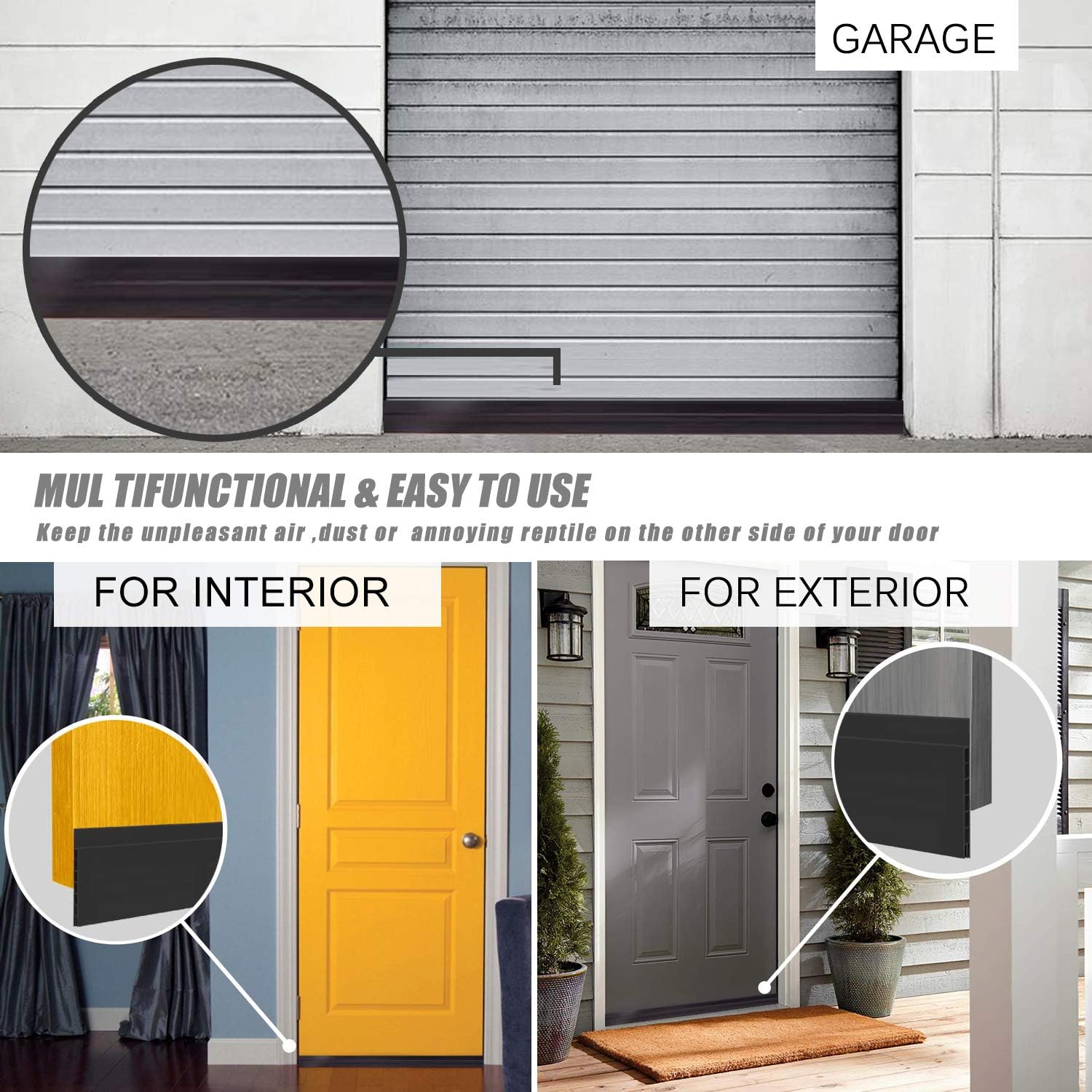 Suptikes Upgraded Door Draft Stopper for Large Gap 3 W x 37 L Black