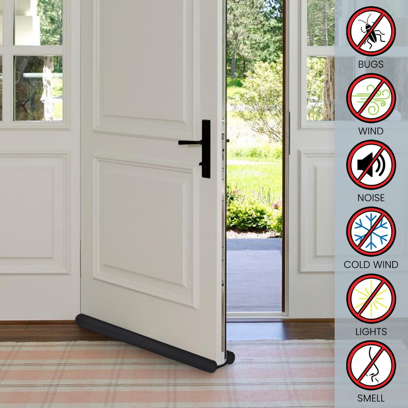 Adjustable Under Door Draft Blocker 37 Inch Black