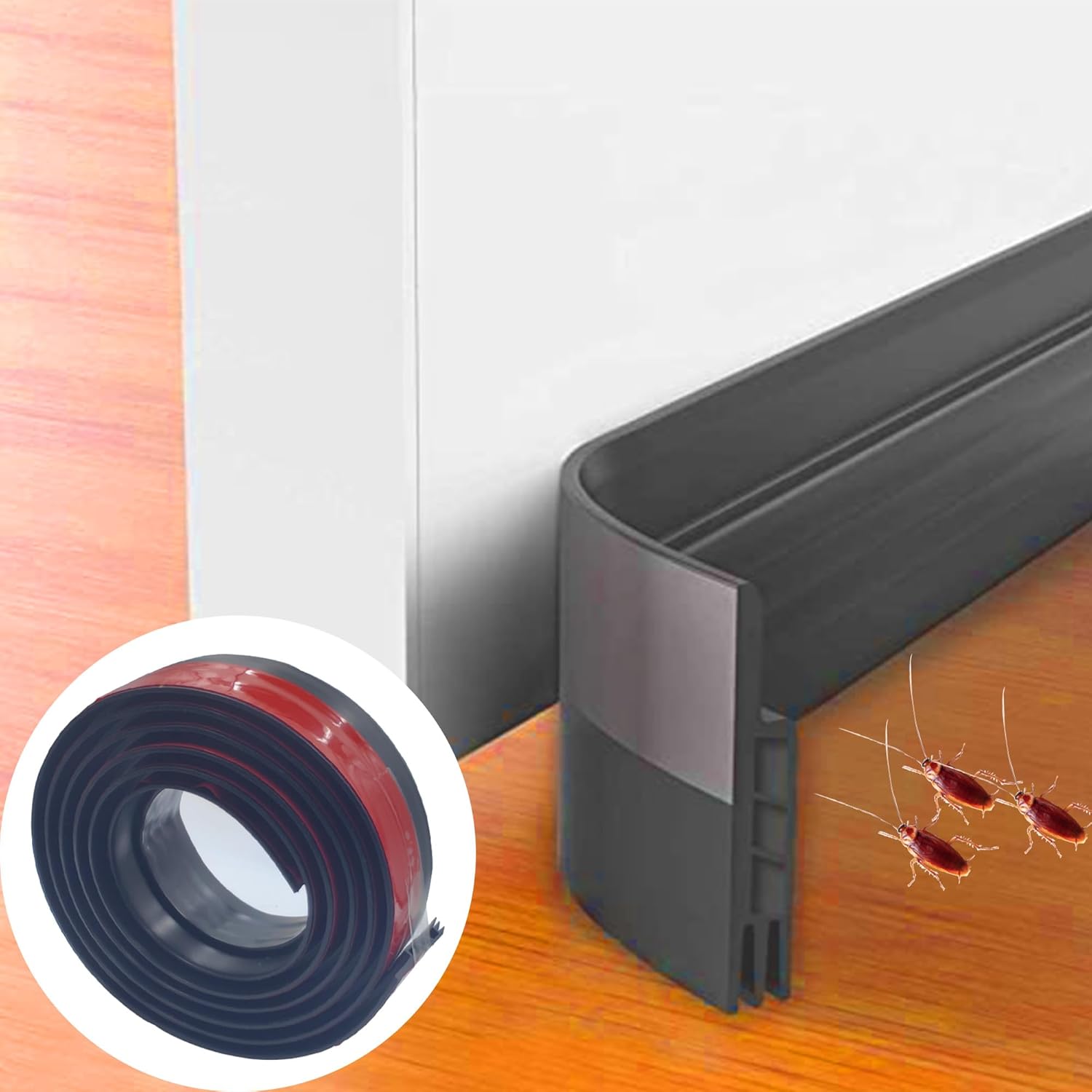 DOHUG Under Door Draft Stopper 39 Inch Door Blocker Black