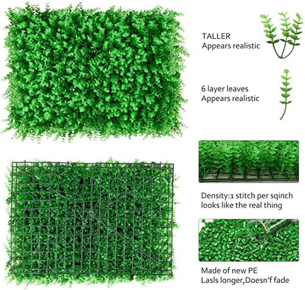 12pcs Green Wall Decor Panels with Lifelike Faux Grass