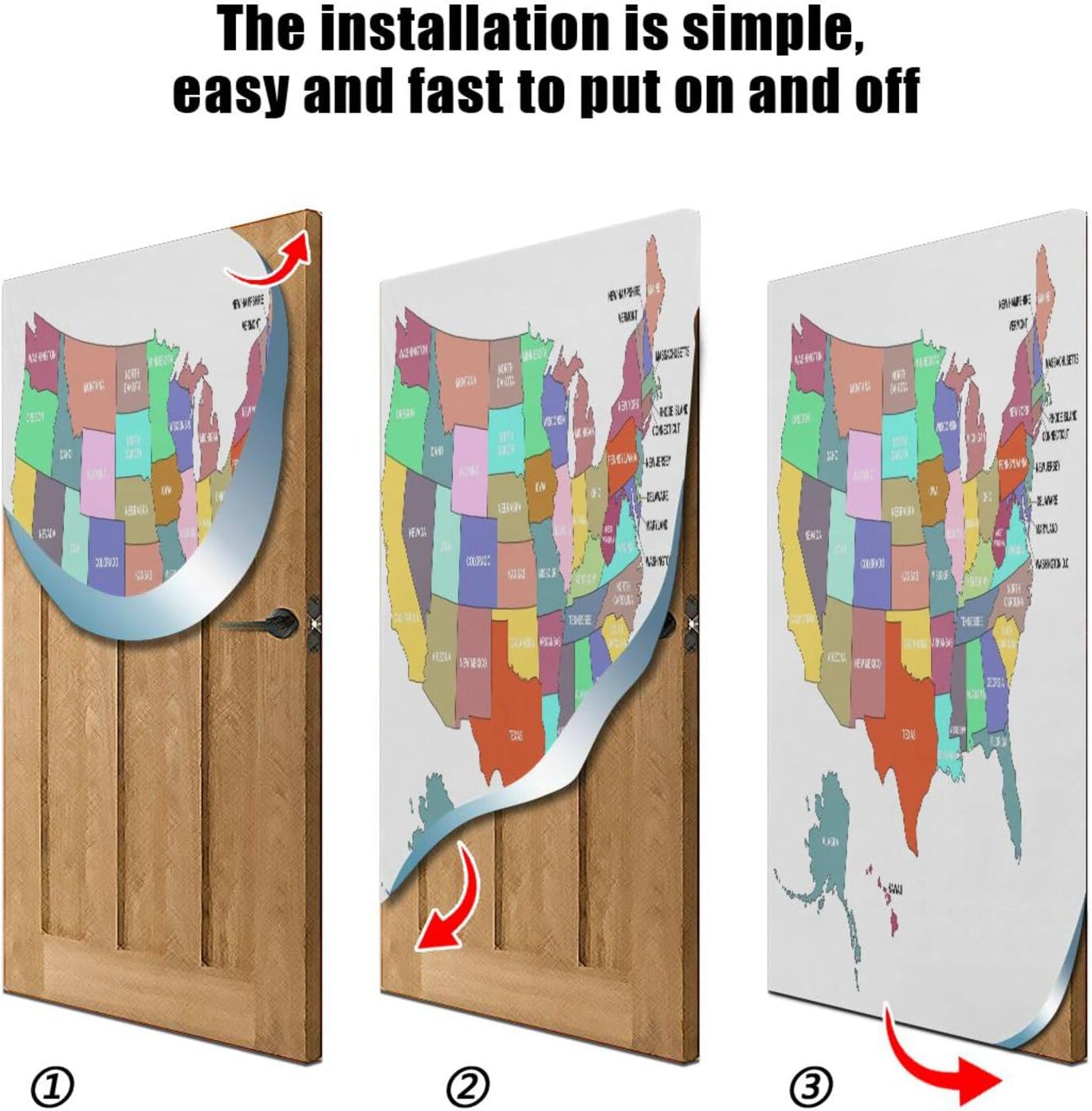 Susiyo Colorful USA Map Halloween Door Cover