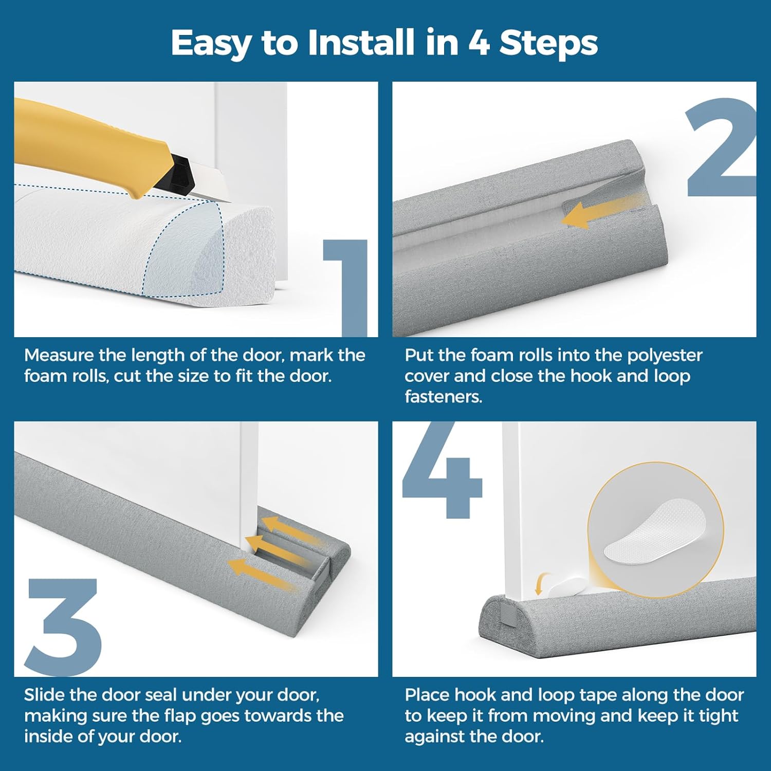 Door Draft Stopper 36 Inch Adjustable 30-36 Soundproof Seal