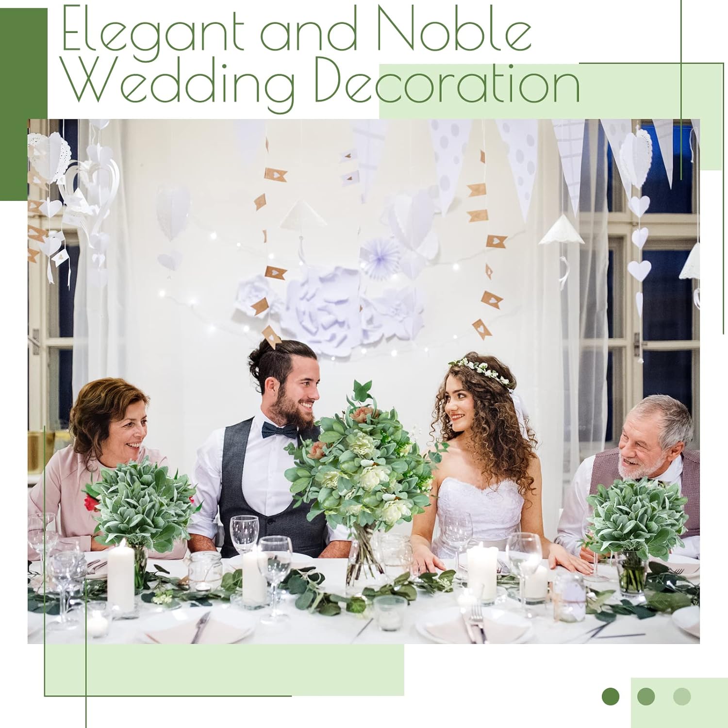 48 Pcs Artificial Lambs Ear Garland Faux Greenery Decor Stems for Home Wedding DIY Arrangements