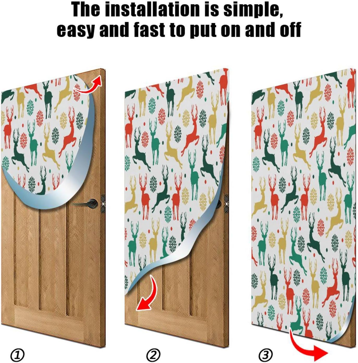 Susiyo Reindeer Snowflake Door Cover Decor 32x79 in