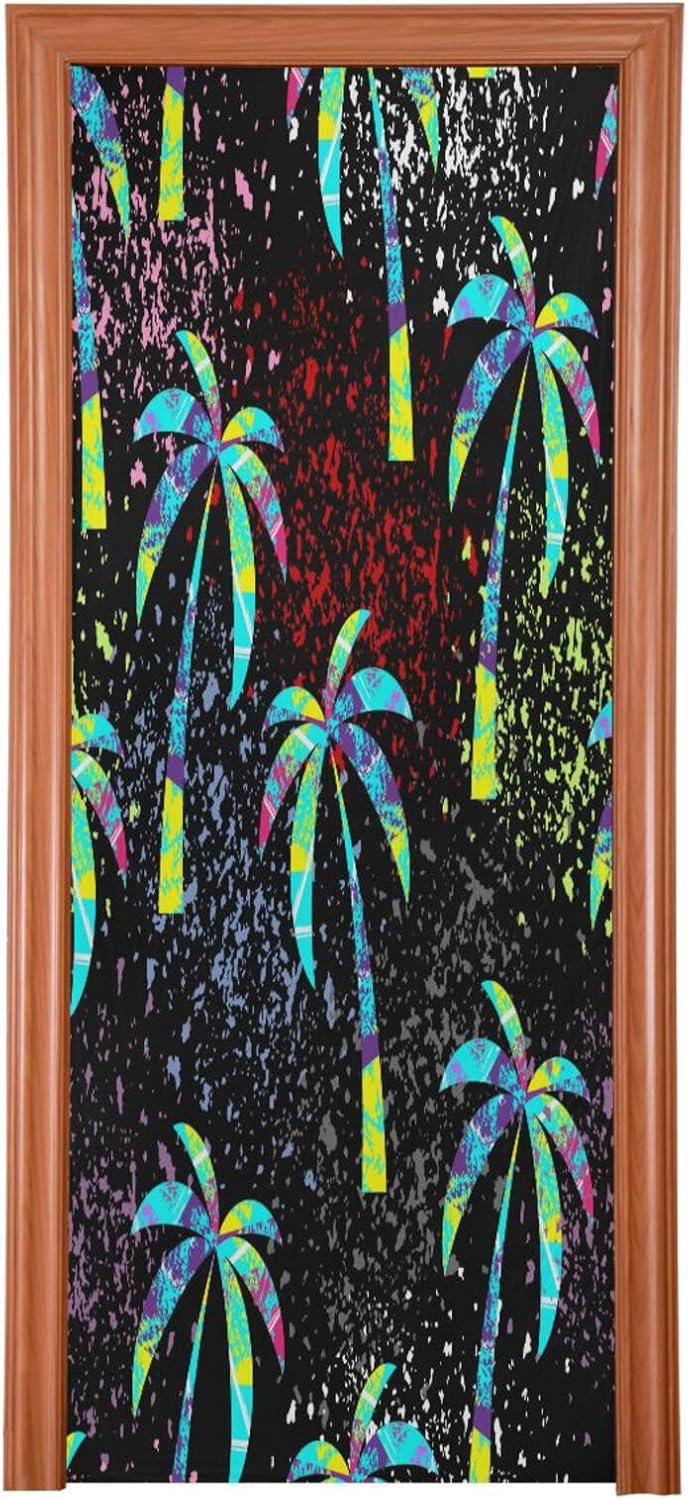 Susiyo Multicolored Palm Trees Halloween Door Cover