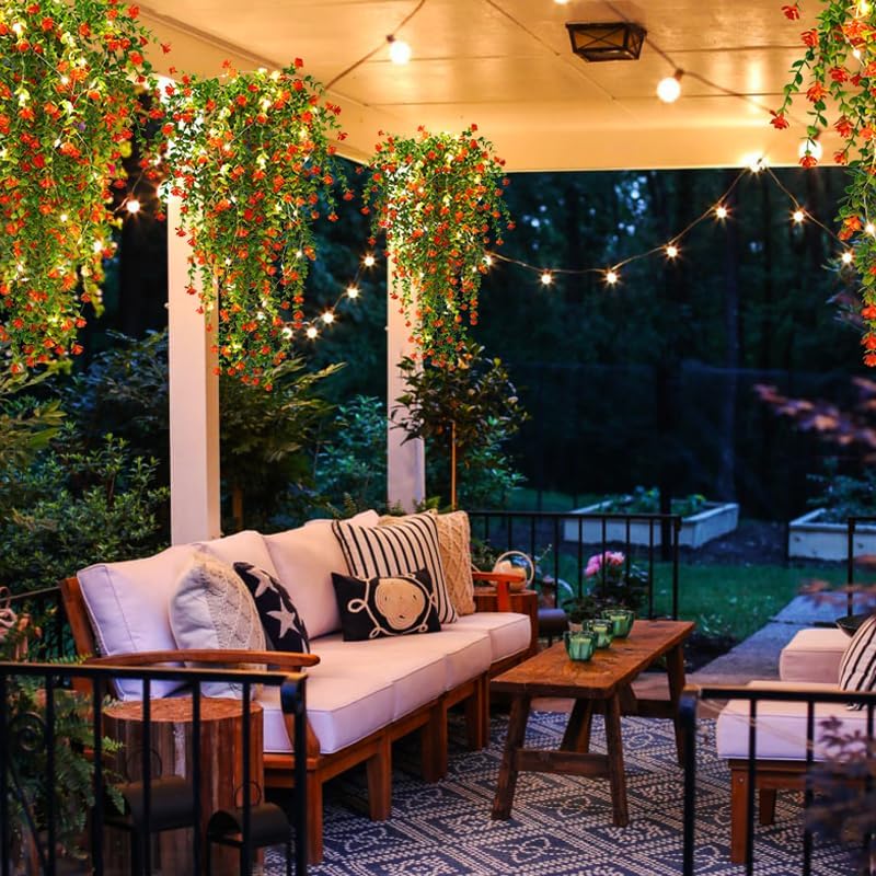 RECUTMS Artificial Plants 3 Pack Hanging with LED Lights 30 Inch Eucalyptus Indoor Outdoor Decor