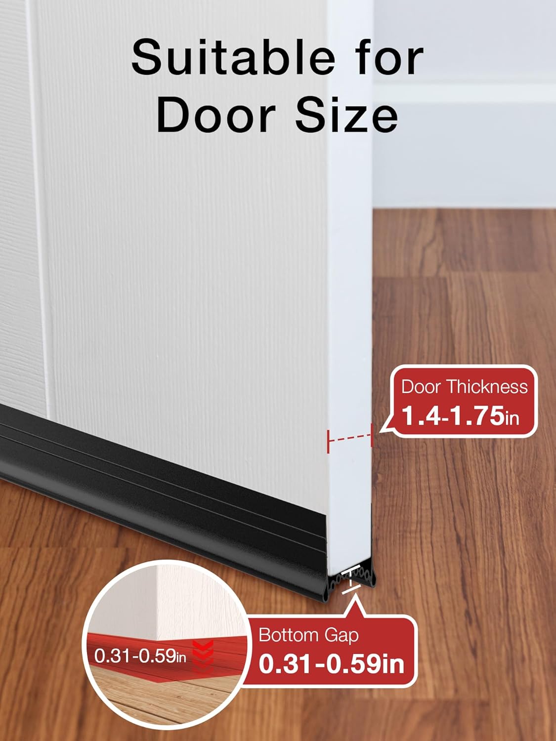 SUNMON 39in Door Draft Stopper Black