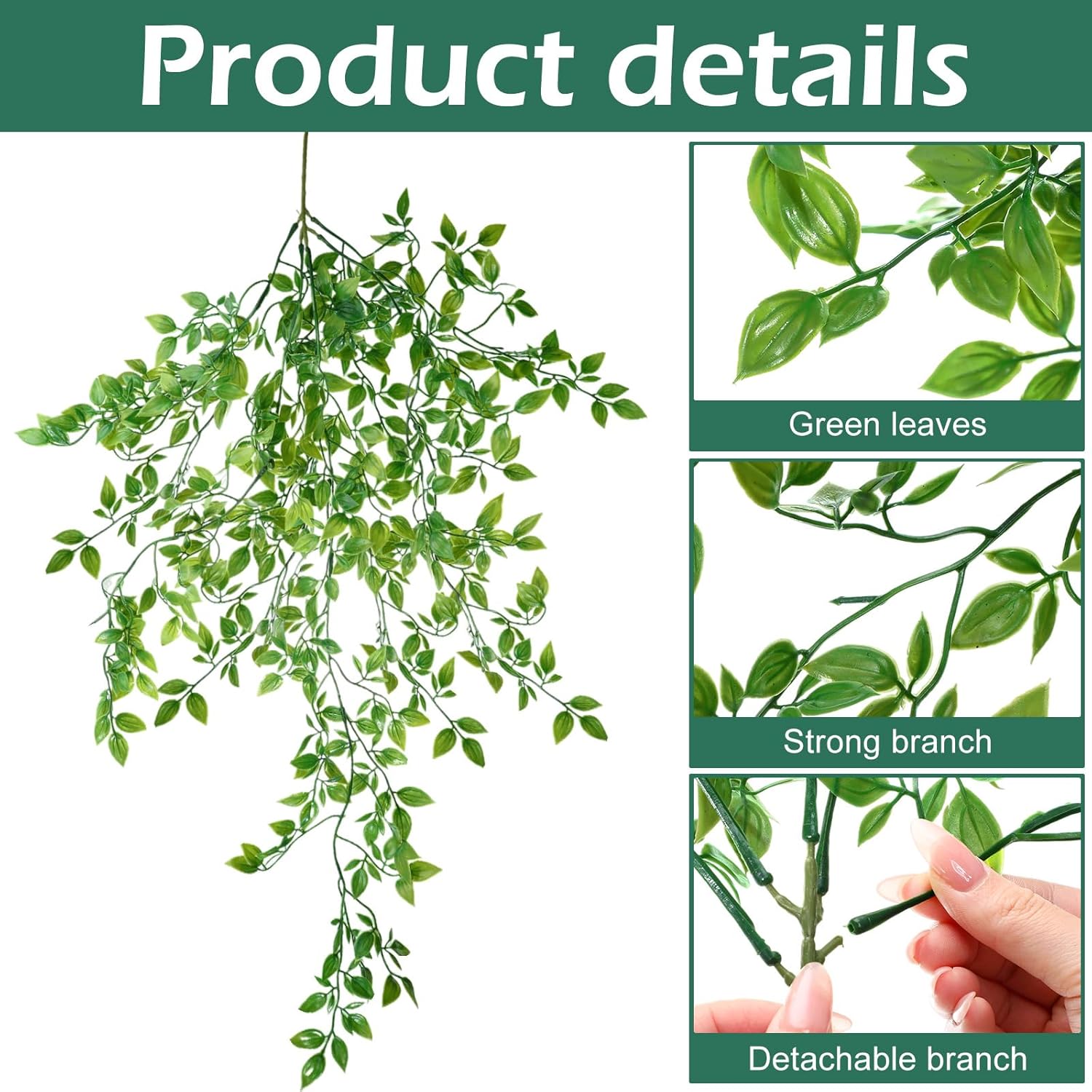 Hoteam 12 Pcs Artificial Hanging Plants Fake Ivy Vines with Green Leaves for Indoor Outdoor Walls Decor