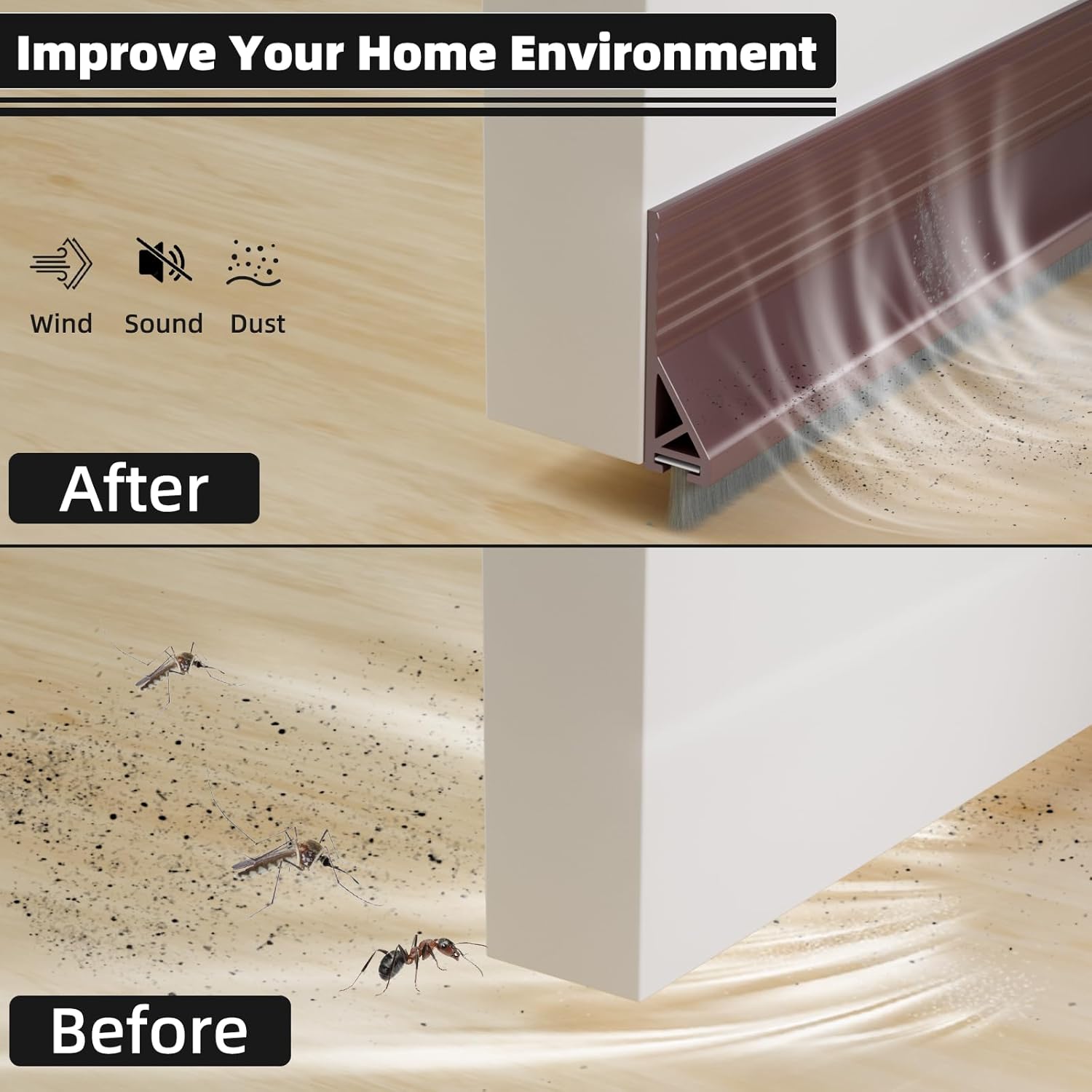 39 Inch Door Draft Stopper with Brush Seal