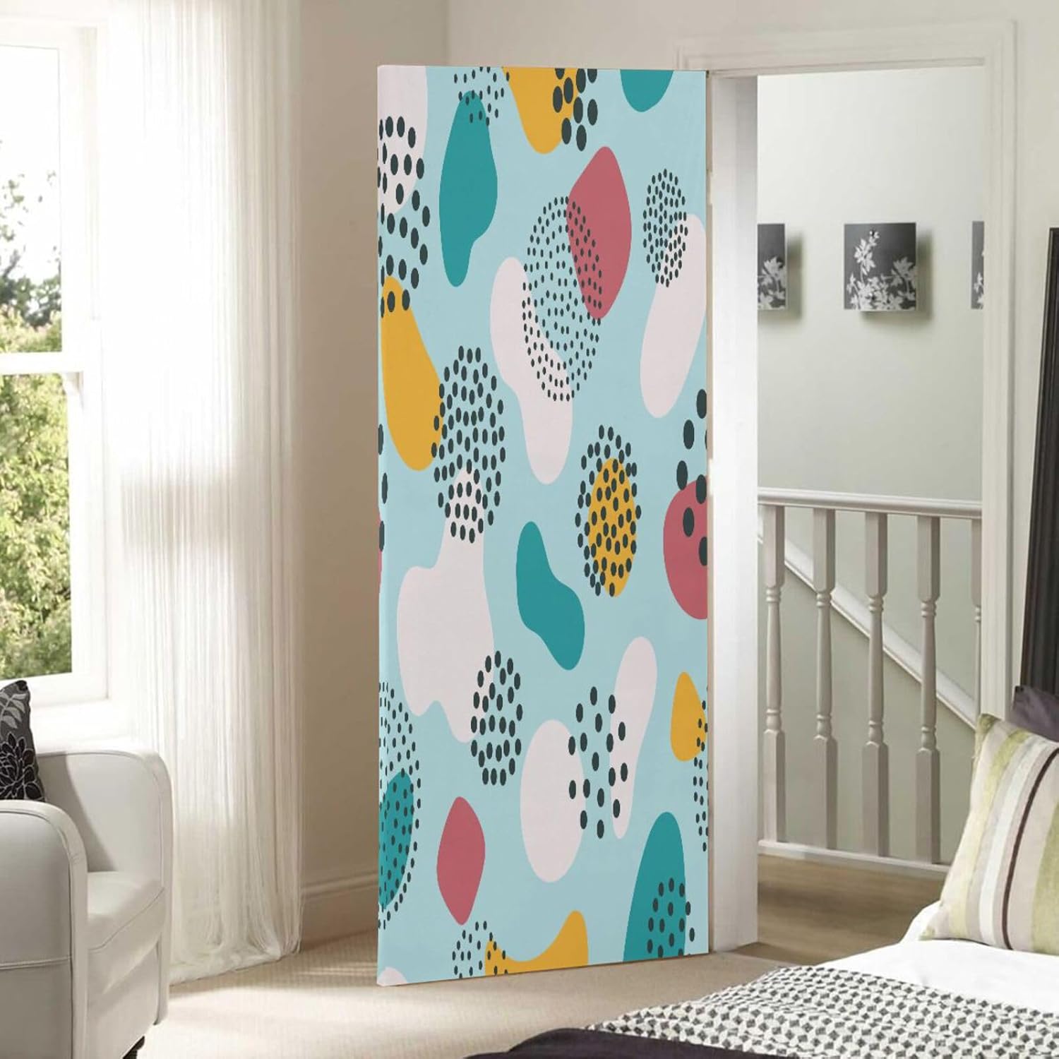Susiyo Blue Abstract Halloween Door Cover 32x79 in