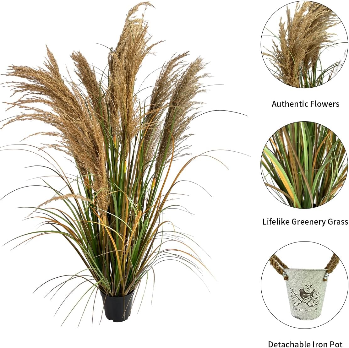 Alonfala 43 Inch Artificial Pampas Grass 2 Pack