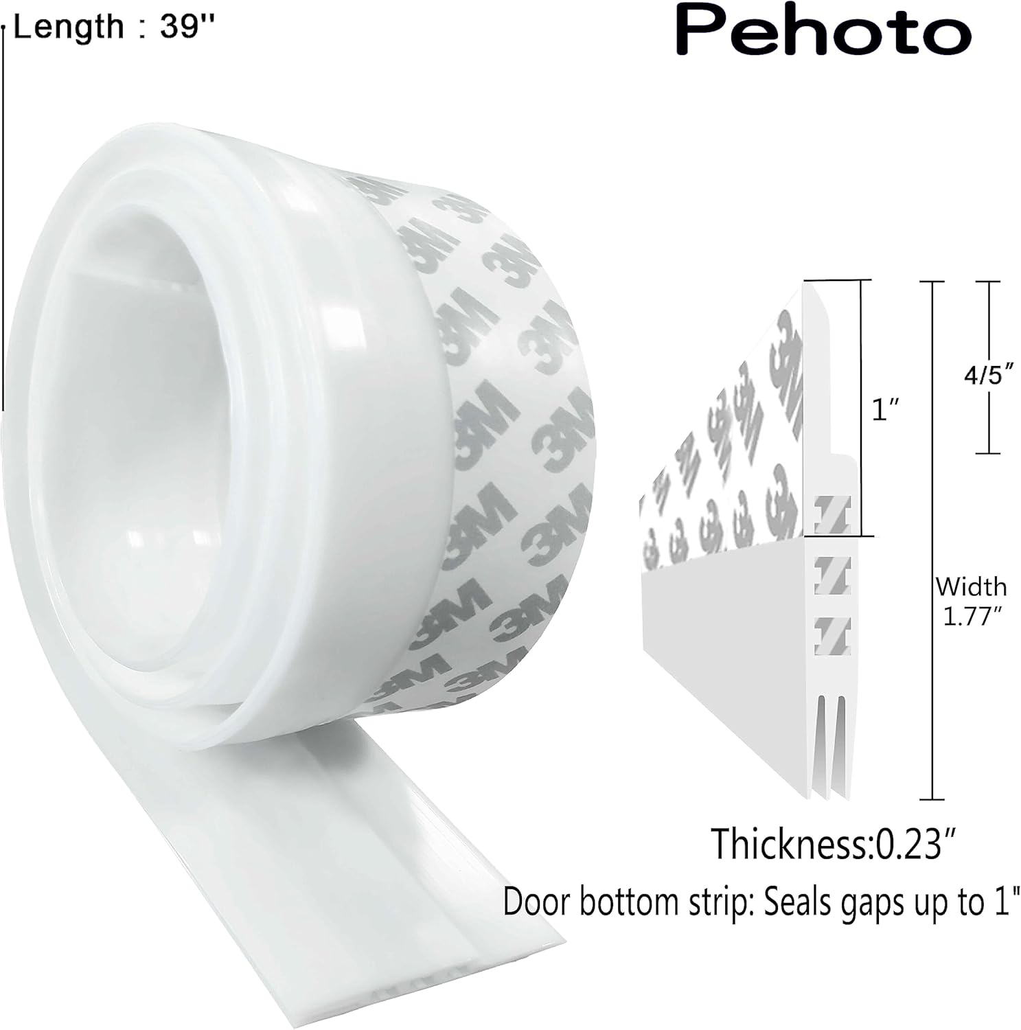 Pehoto Door Draft Stopper 39 Inch Weather Stripping