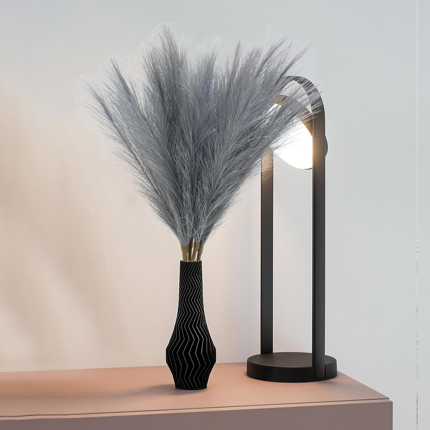 MAKHOT 5pcs Gray Pampas Grass Artificial Decor