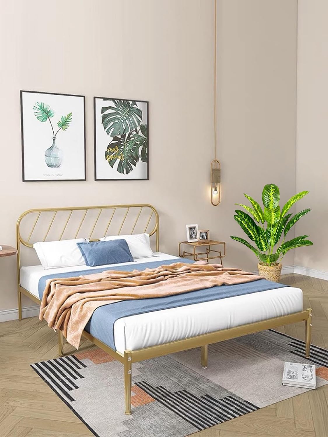 Realistic Artificial Palm Tree with White Pot - 31 Inches Yellow Bird of Paradise