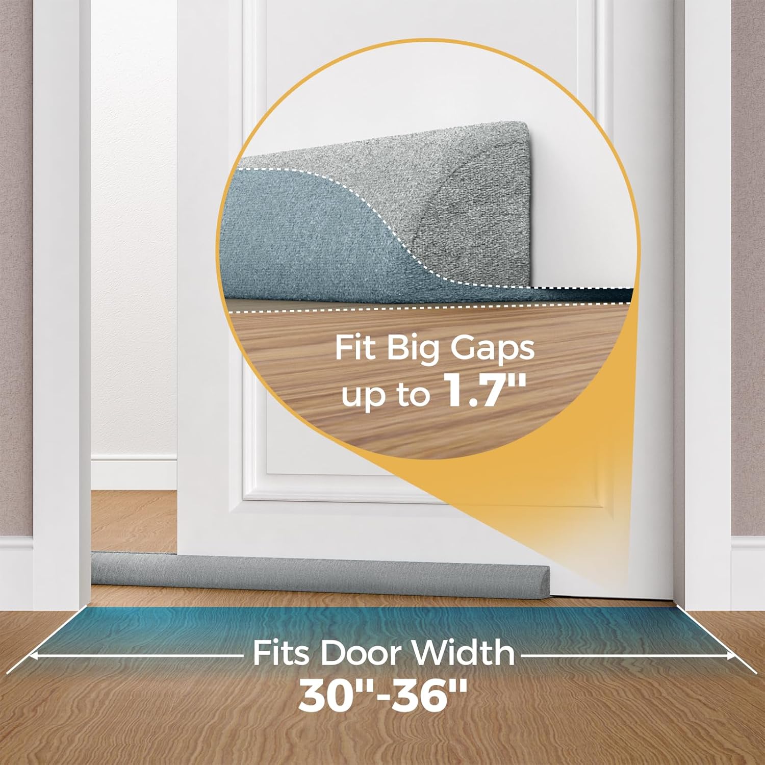 Door Draft Stopper 36 Inch Adjustable 30-36 Soundproof Seal