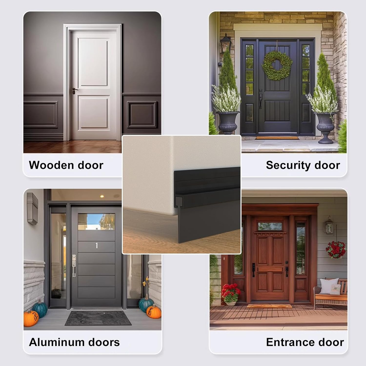 2 Pack Door Draft Stopper 39 Inch Black Aluminum Door Seal