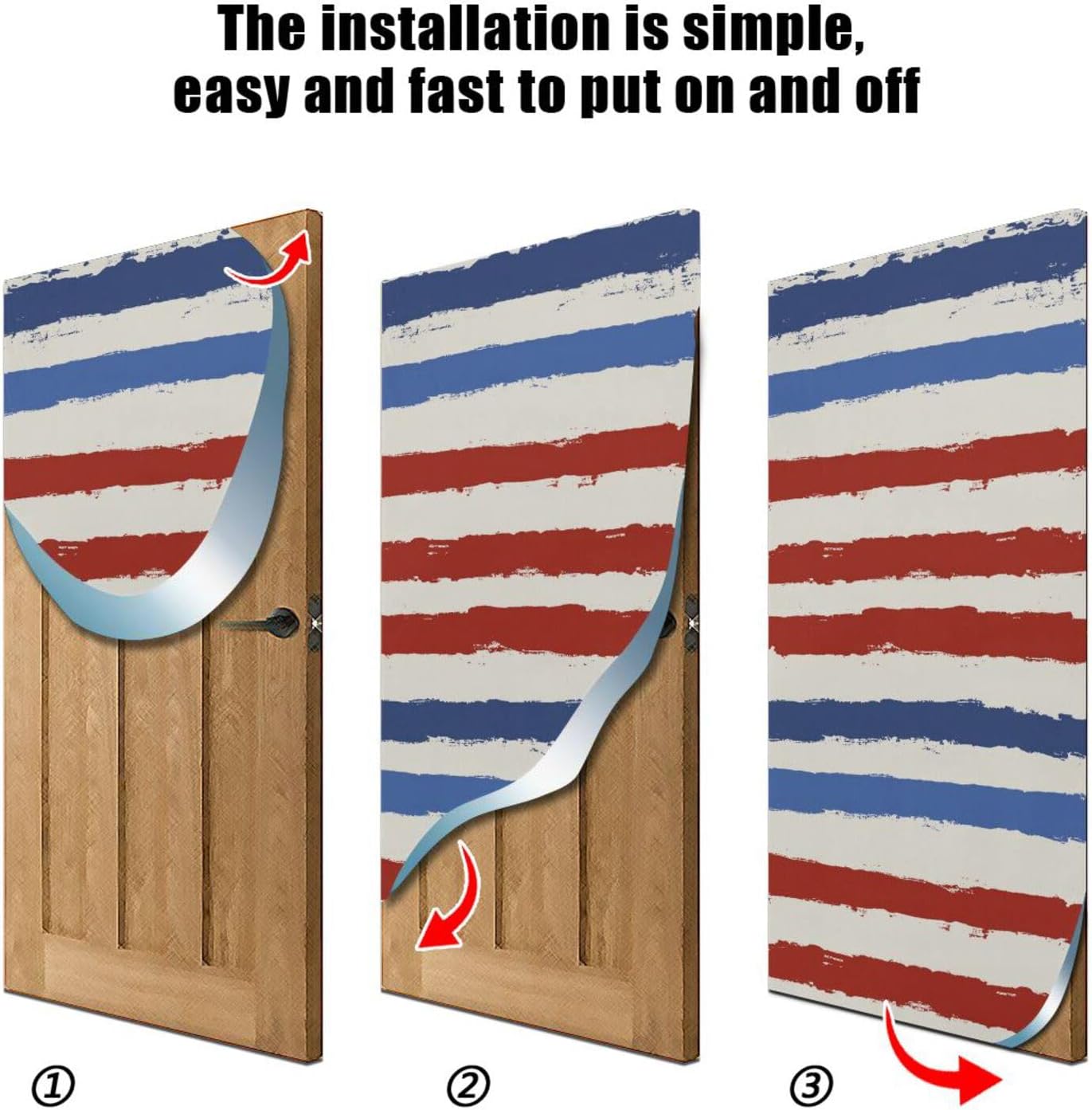 Susiyo Halloween Door Cover Red Blue Striped 32x79 In