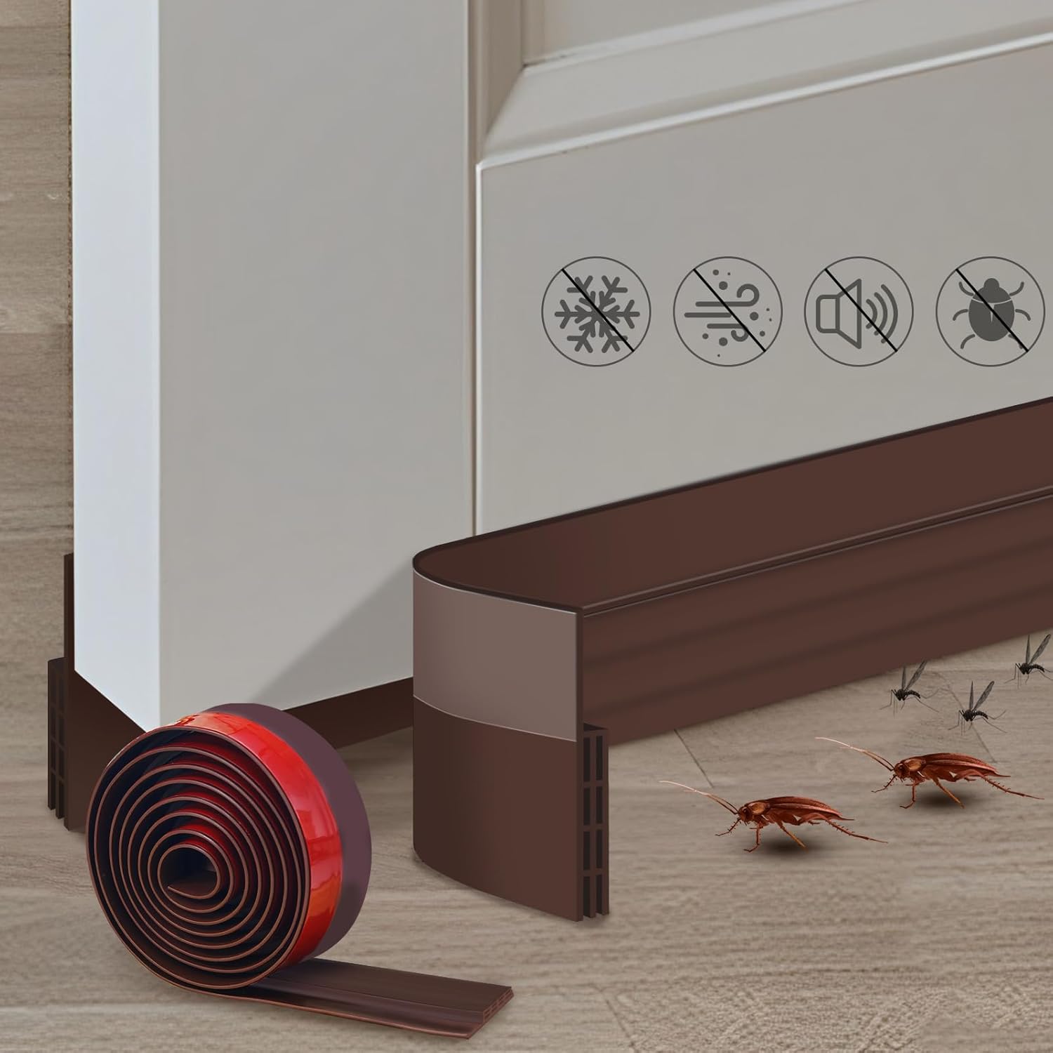Premium Door Draft Stopper 2x78 Inch Brown