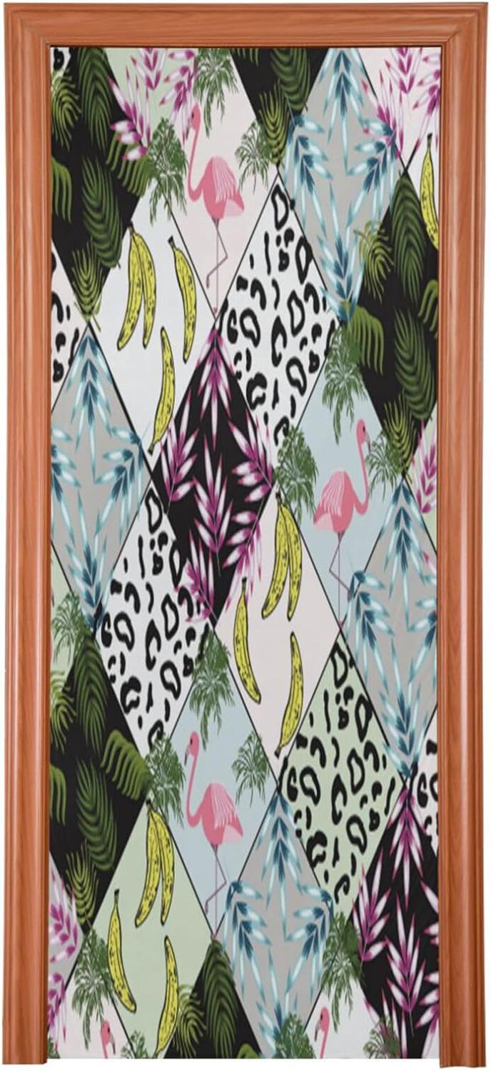 Susiyo Abstract Tropical Christmas Door Cover Decoration 32x79 in