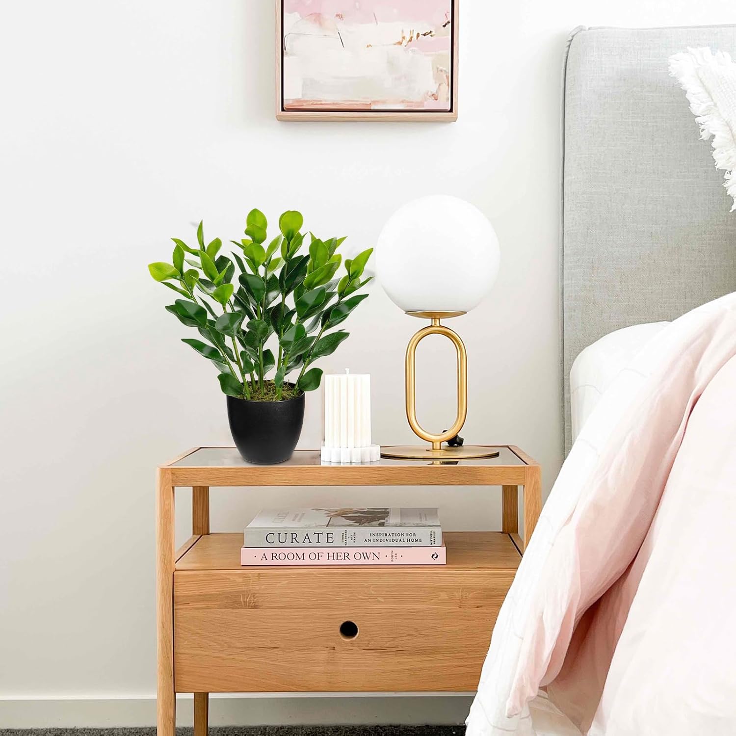 Hollyone Artificial ZZ Plant 18 Potted Home Decor