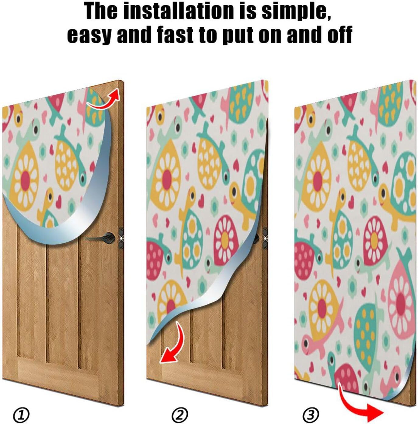 Pink Cute Turtle Halloween Door Cover - 32x79in Stretch Fabric