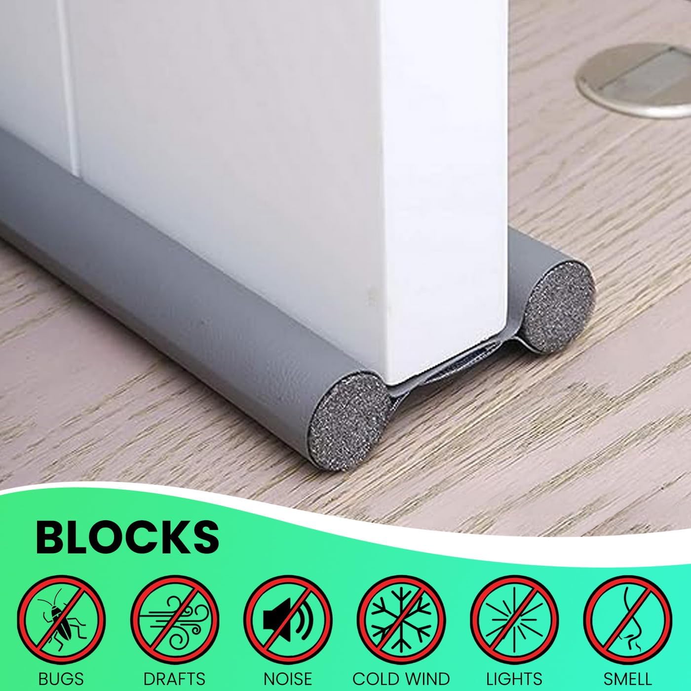 Adjustable Under Door Draft Blocker 37 Inch Gray