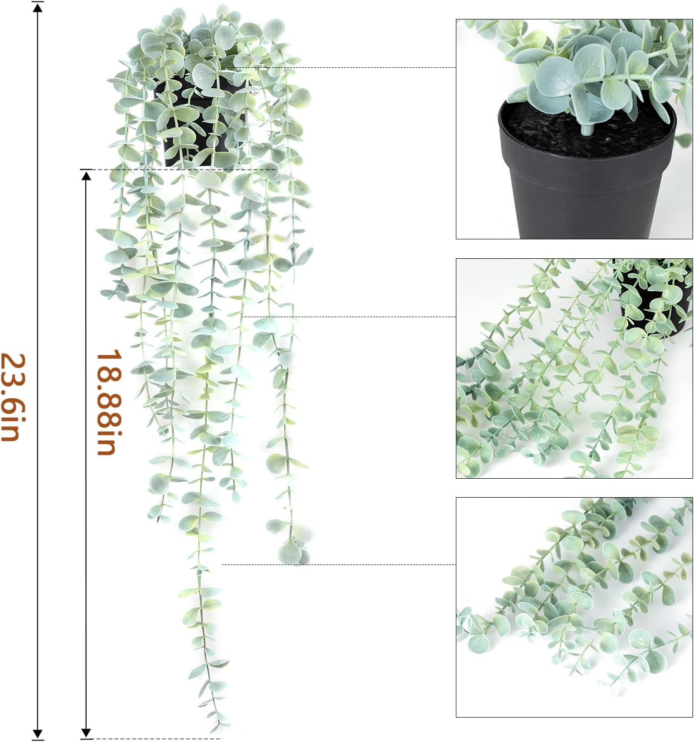 BACAMA Fake Hanging Eucalyptus Wall Greenery 2PCS