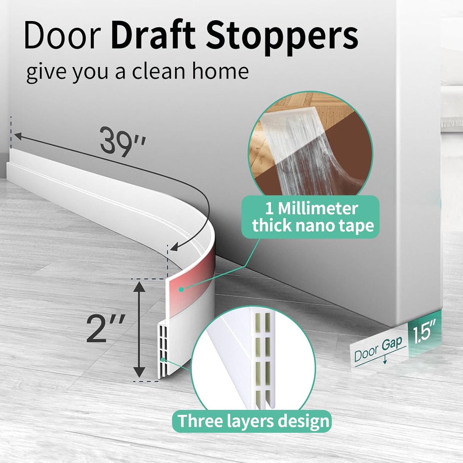 White Door Draft Stopper 2 W x 39 L