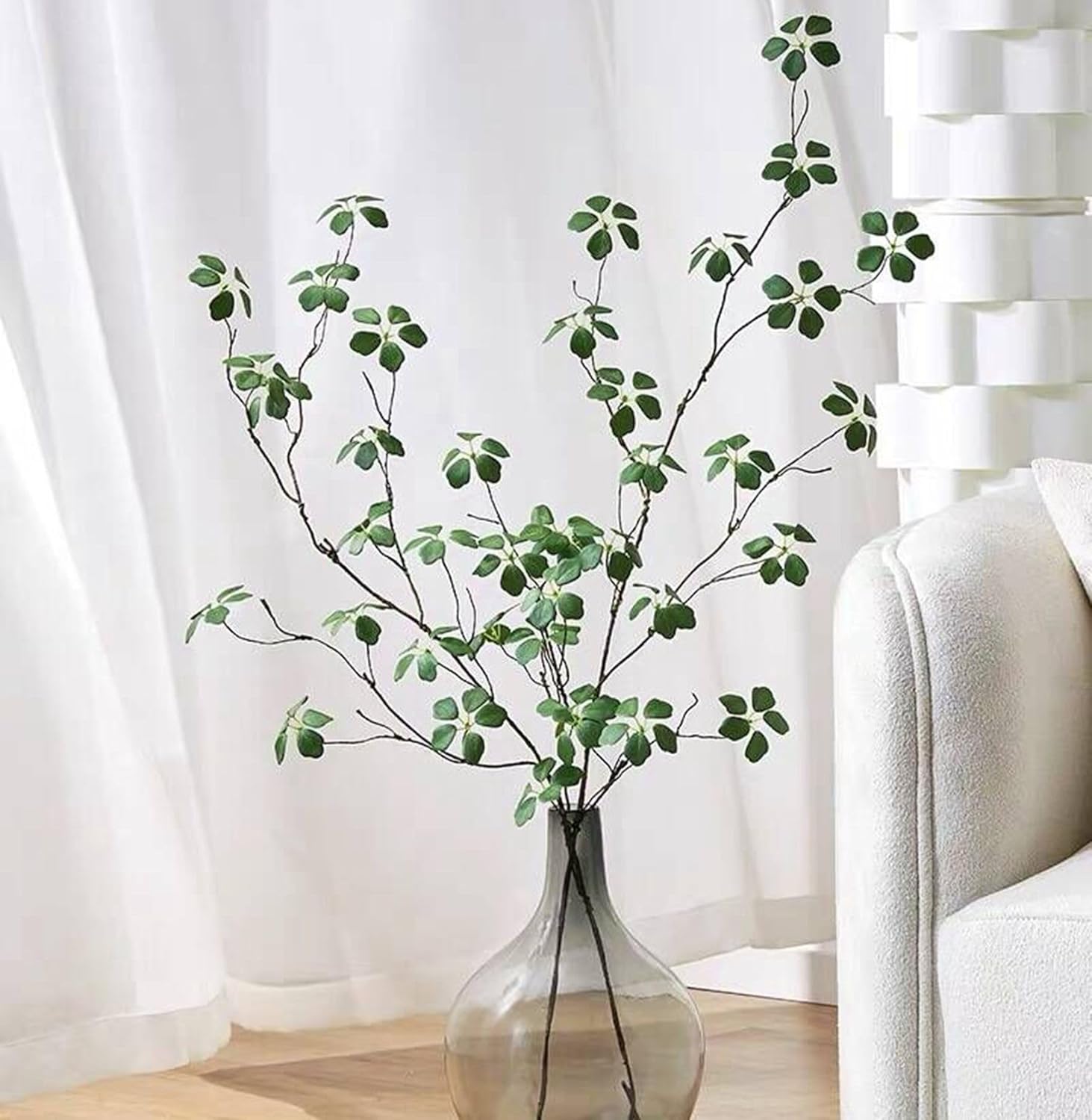 Artificial Eucalyptus Greenery Stems with Fake Lotus Leaves for Home Office Decor 3PCS