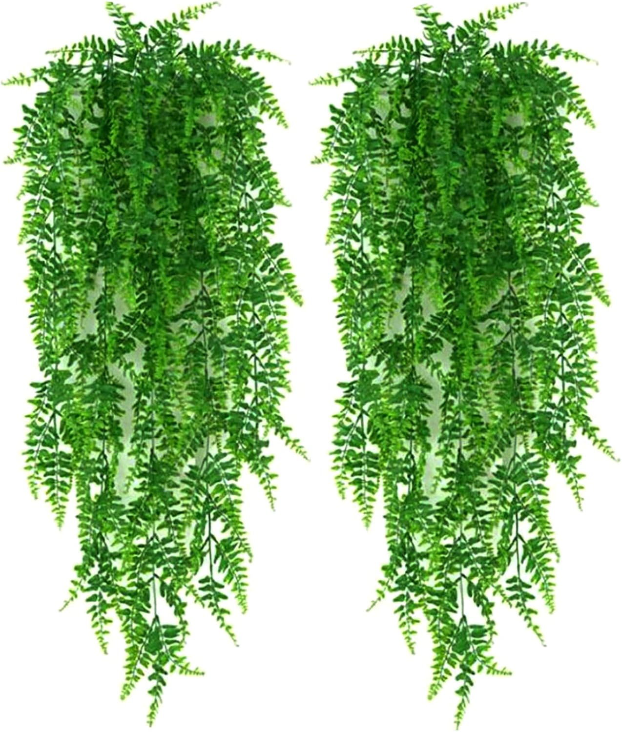 YYaaloa Artificial Hanging Plants 2-Pack Boston Fern Greeny Chain Decor