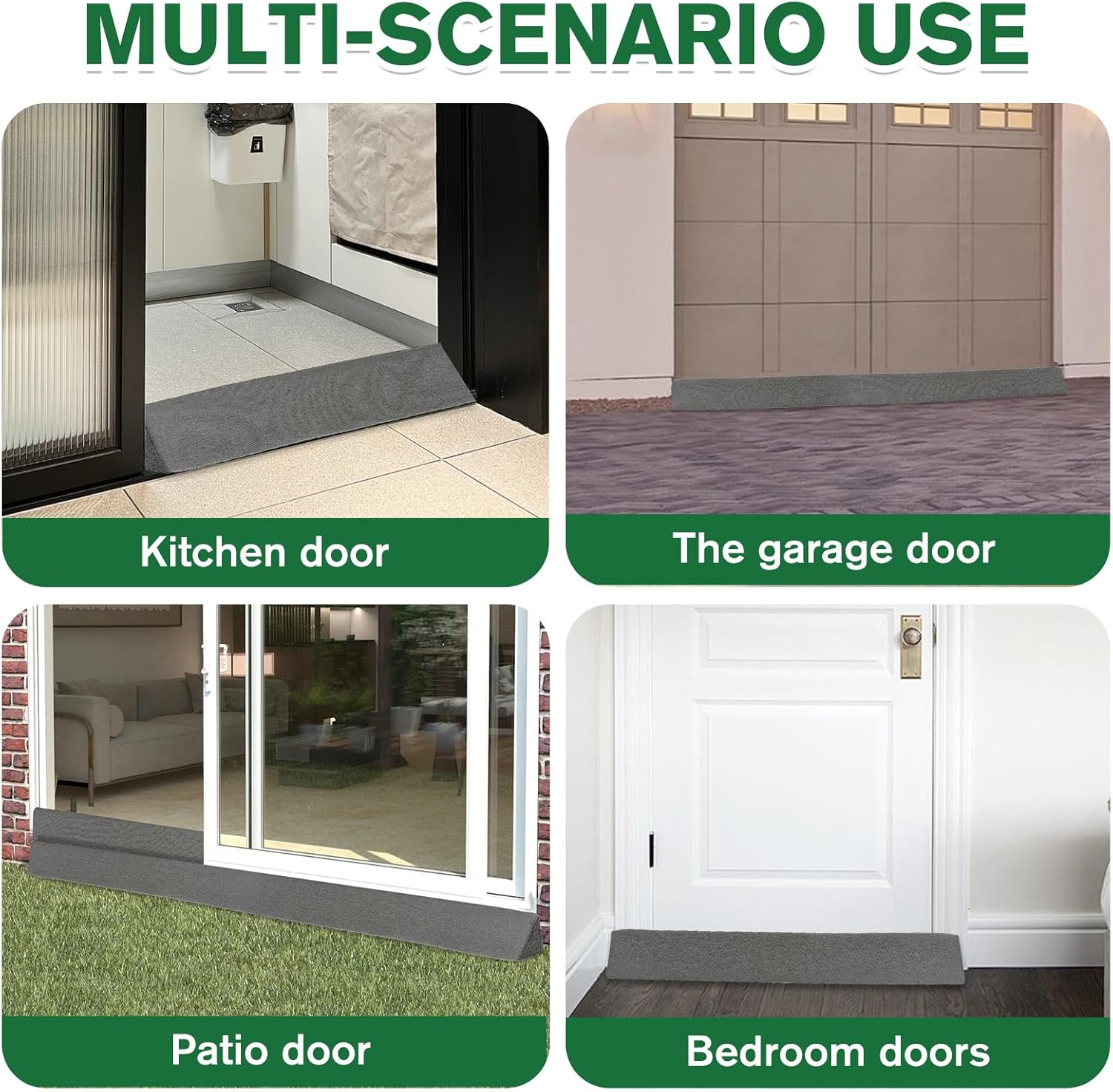 2 Pack Sliding Door Draft Blocker Stopper for Patio Sunroom Double Doors