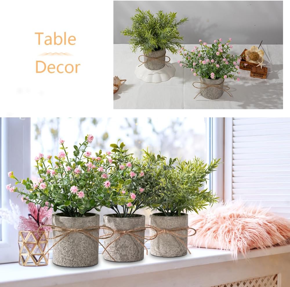 LESING 4 Pack Mini Artificial Potted Plants for Home Office Decor