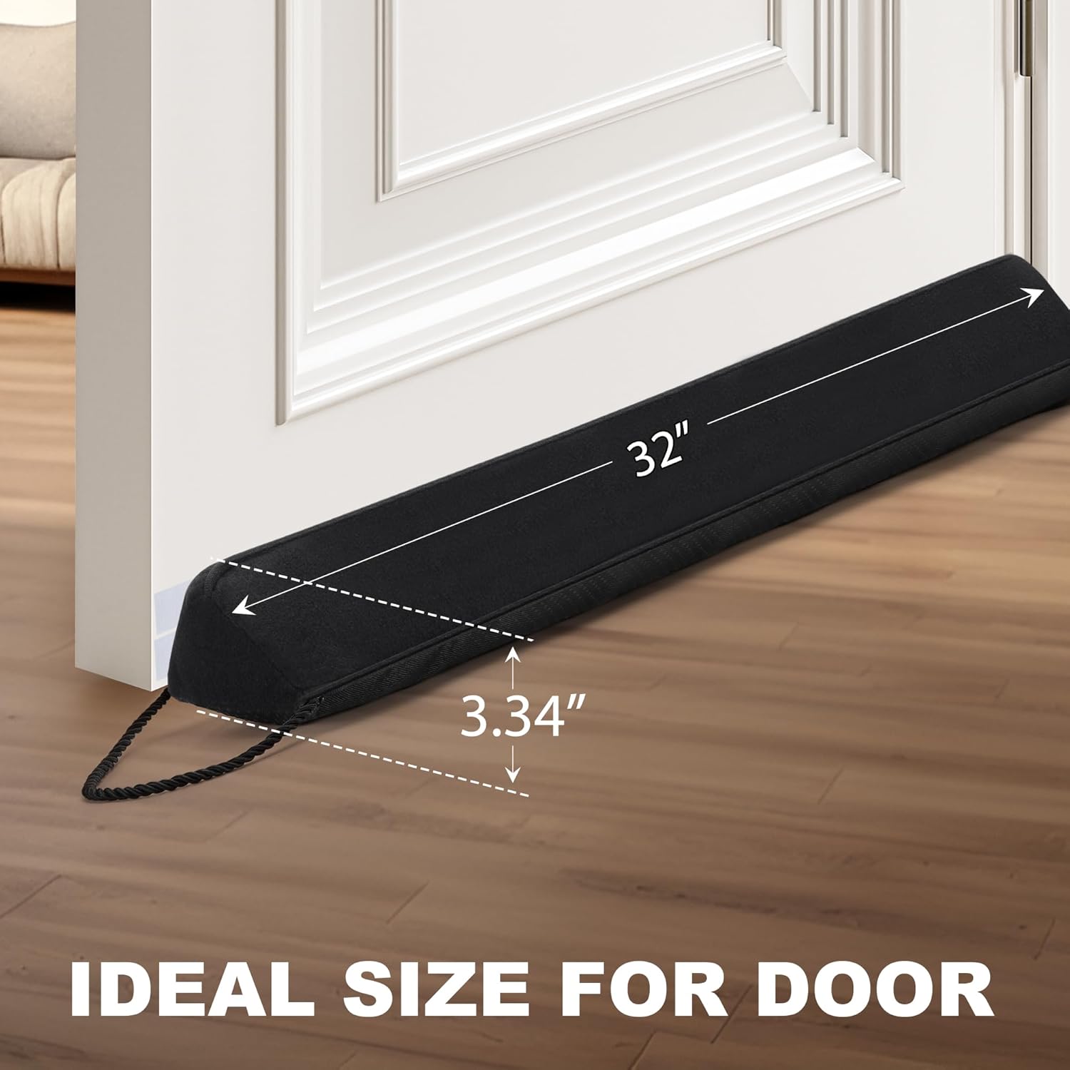 UUYUUY Triangular Door Draft Stopper 32 Inch Weighted Gap Filler for Cold Air and Light Black