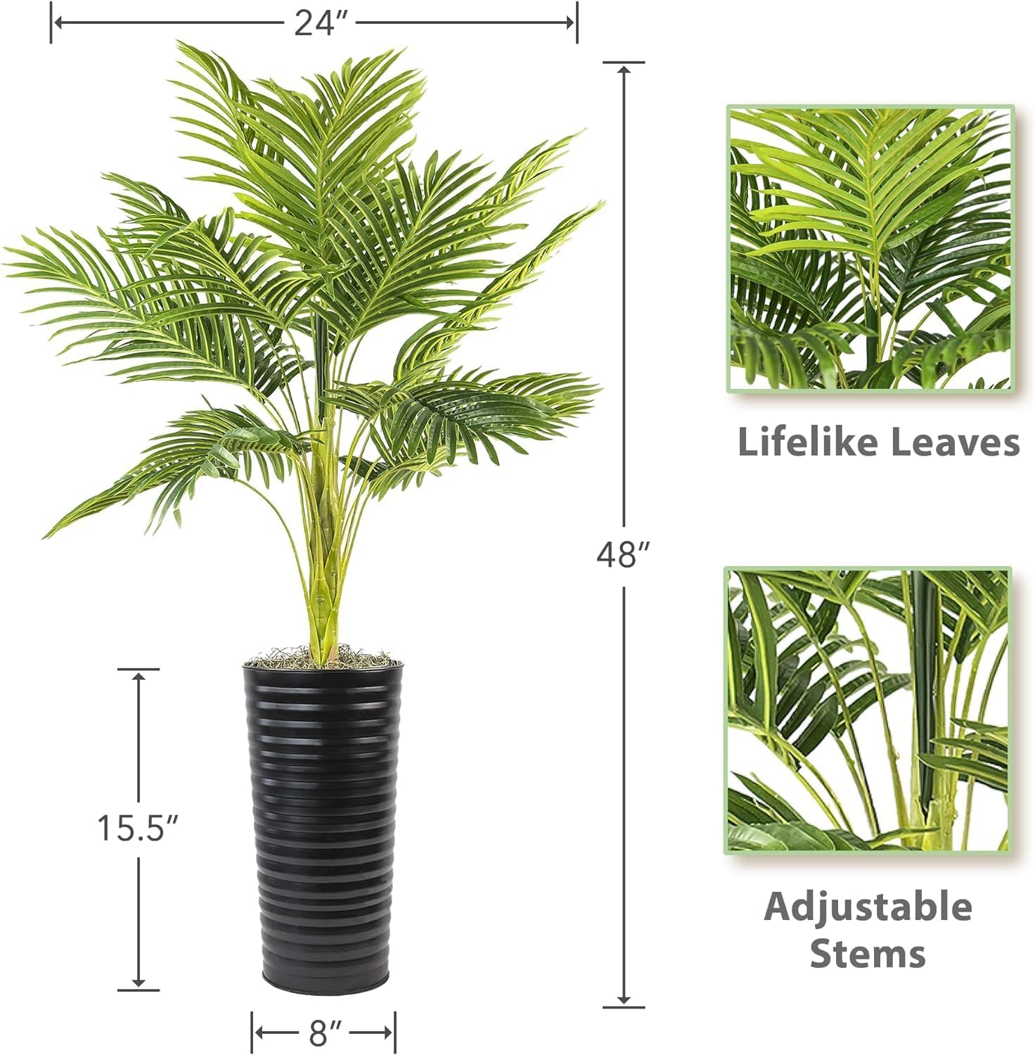 4 ft Artificial Palm Tree in Black Metal Pot