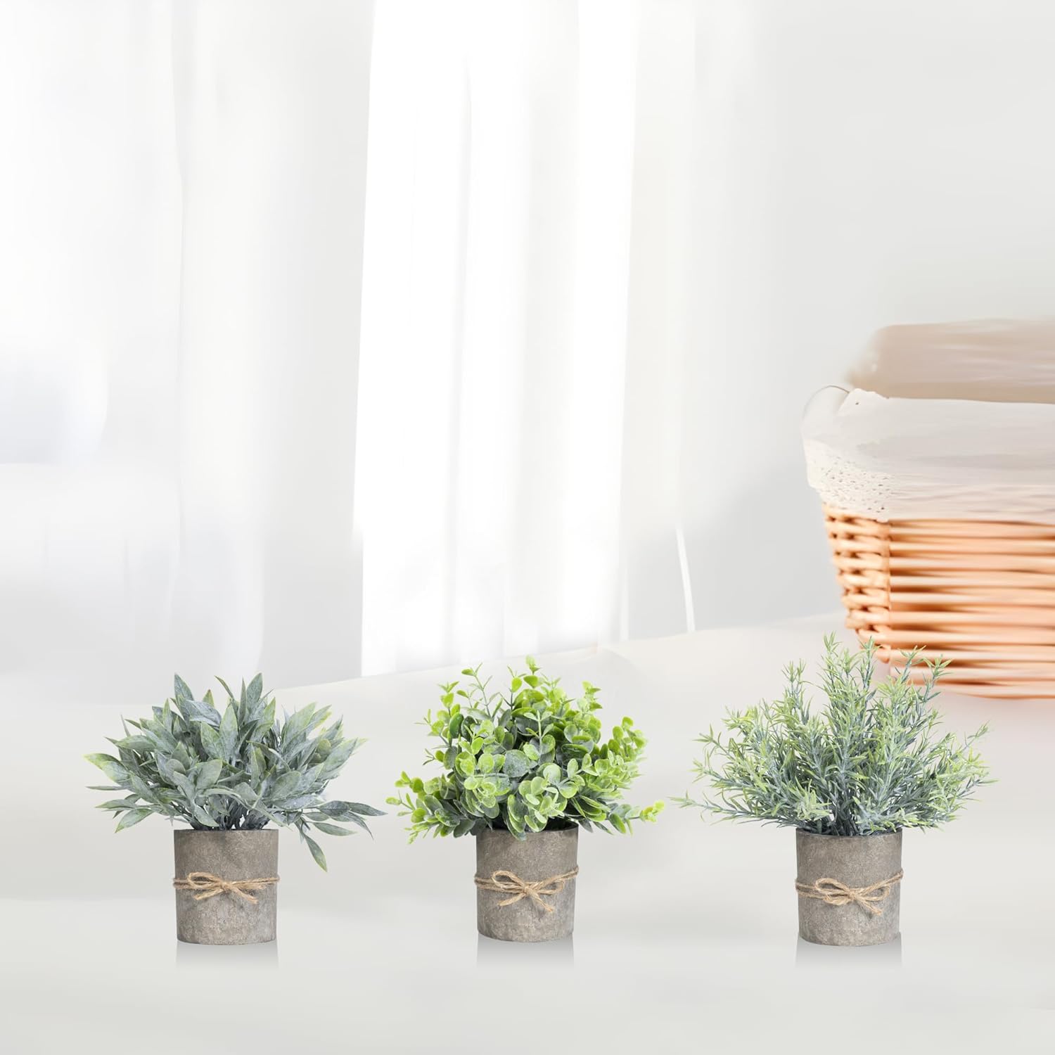 3 Pack Mini Artificial Eucalyptus Plants for Home Office Decor
