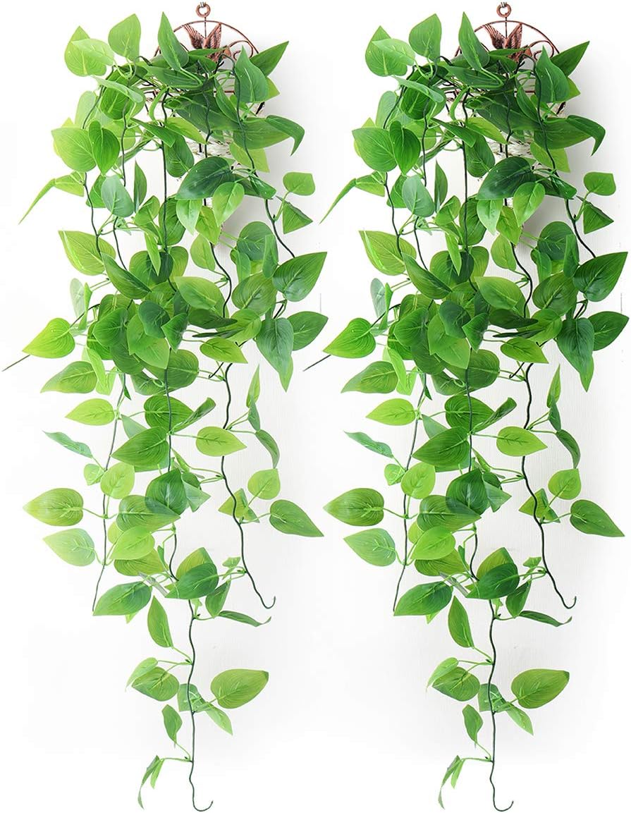 Mocoosy 2 Pack Artificial Hanging Plants with Baskets
