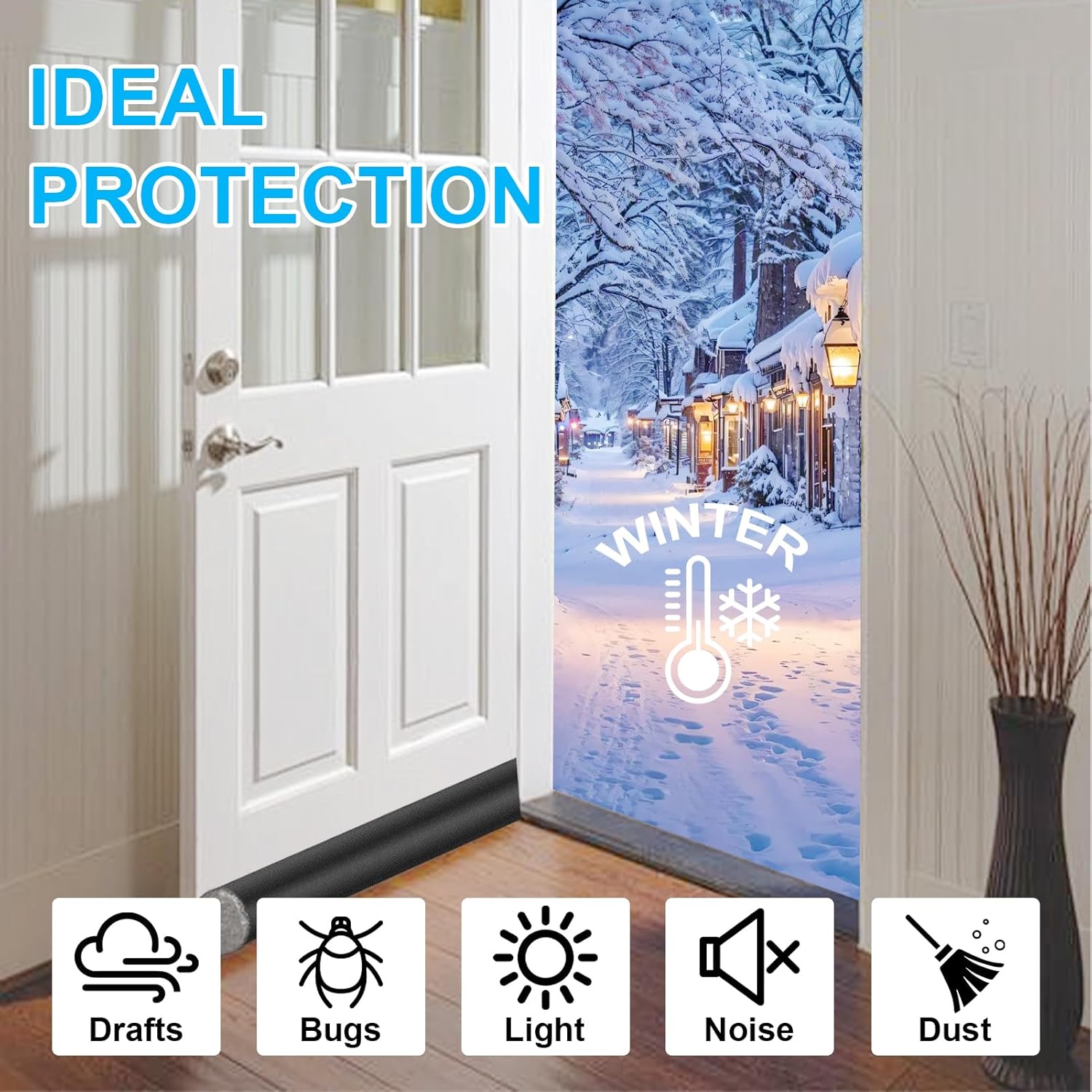 EGUARTE Door Draft Stopper 36 Inch Black Weather Stripping