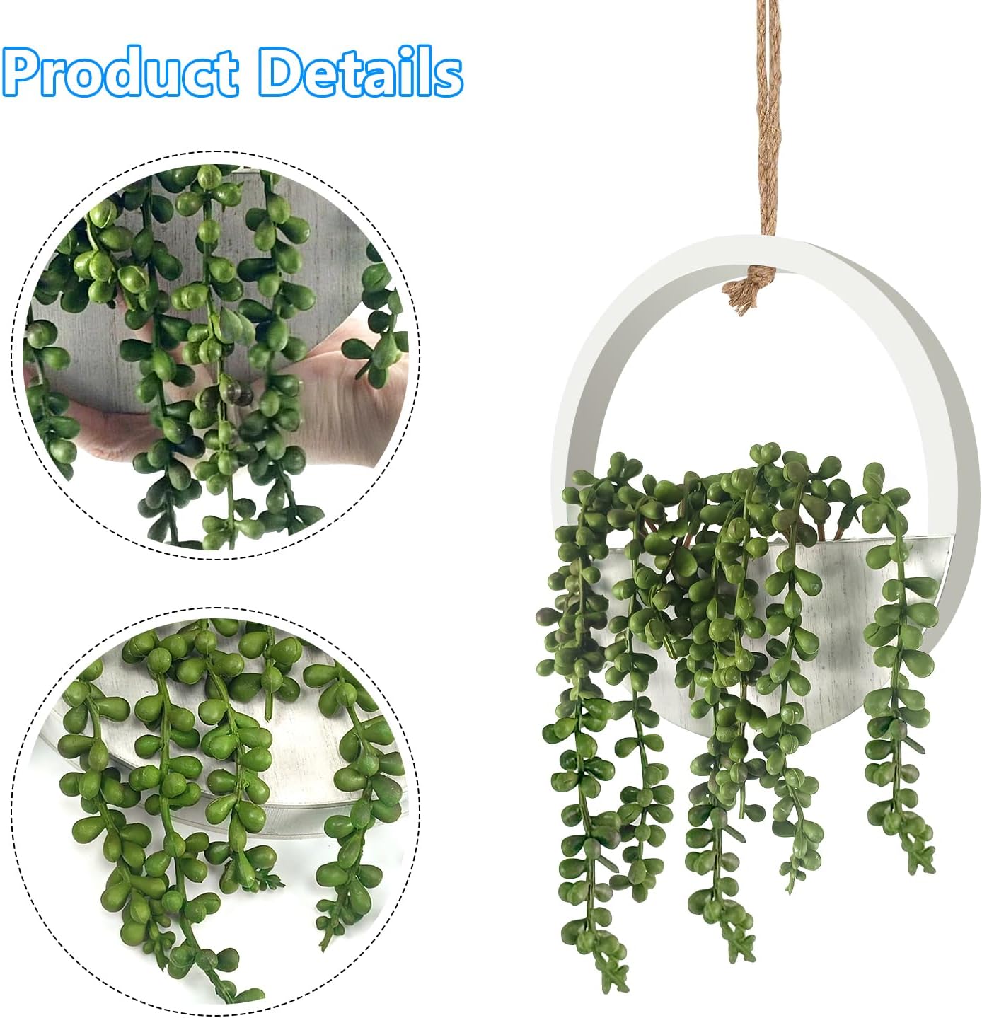 2 Pcs Artificial Hanging Succulents Plants with Lanyard
