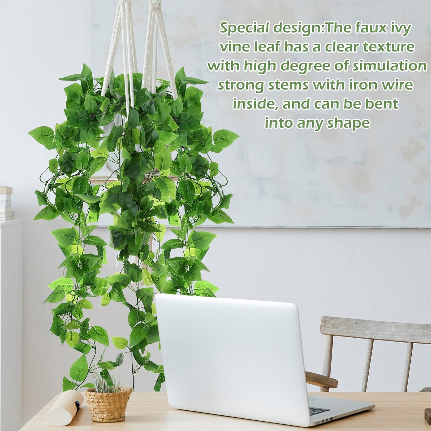 Hoteam 18 Pcs Artificial Hanging Plants Fake Ivy Vines No Basket
