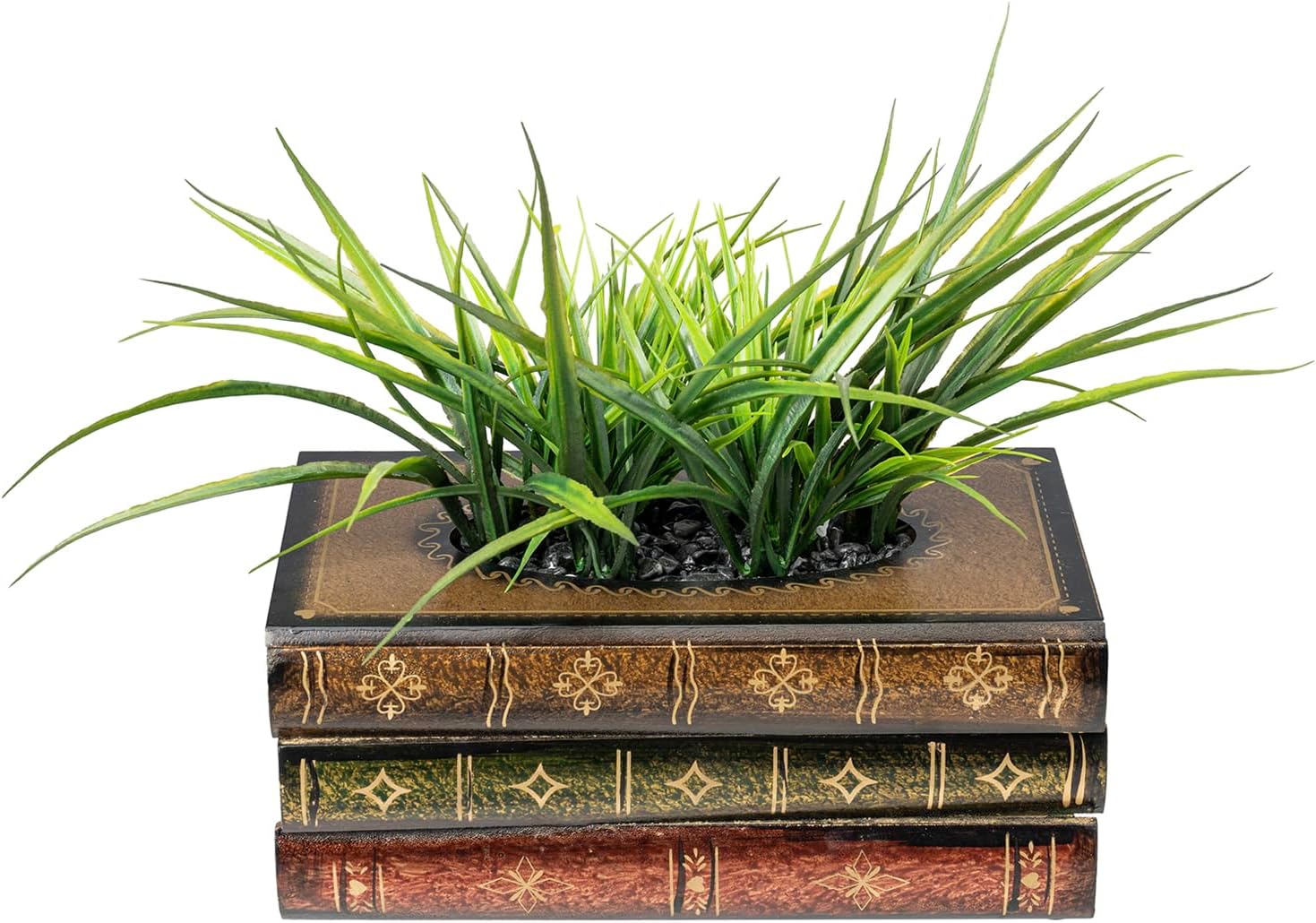 MyGift 10 Inch Vintage Book Stacked Wood Planter