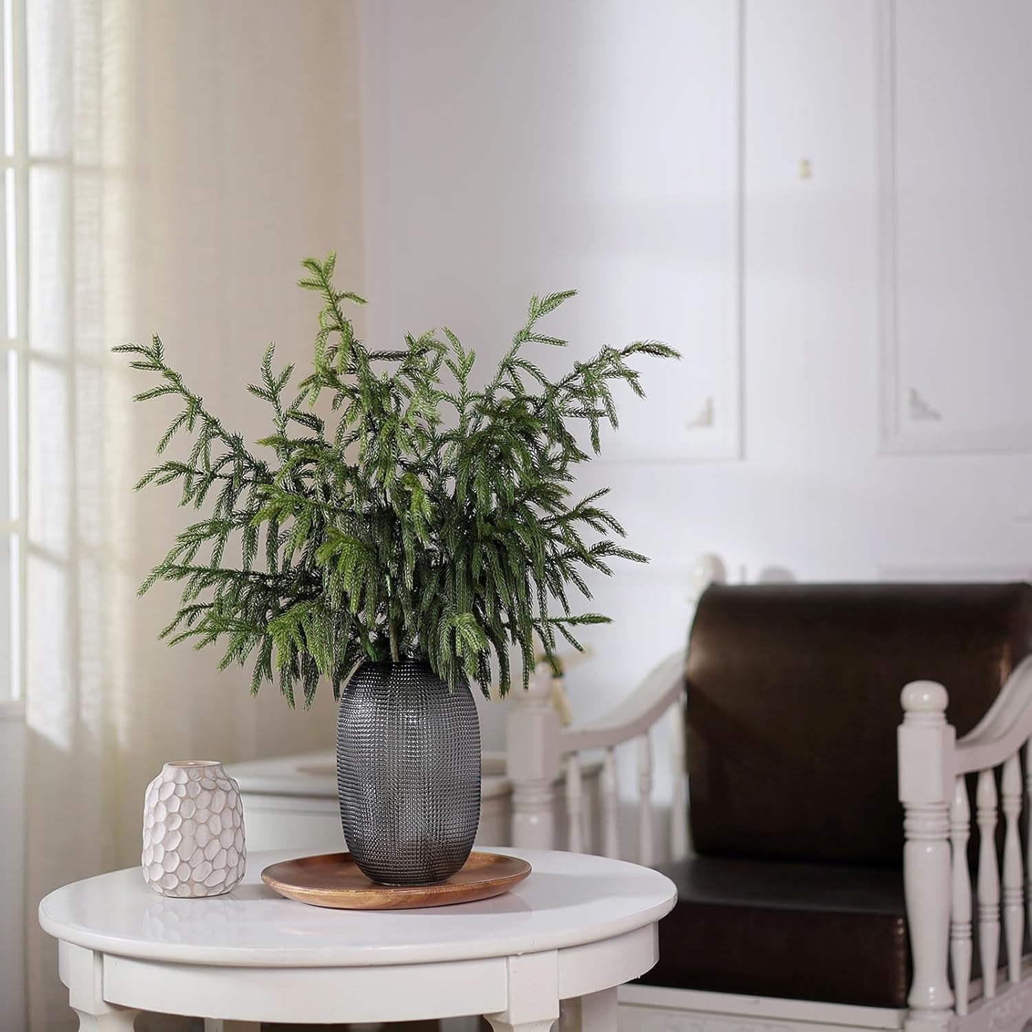 FOTEEWL Real Touch Norfolk Pine Branch - 4 Pcs 36 Artificial Christmas Decorations