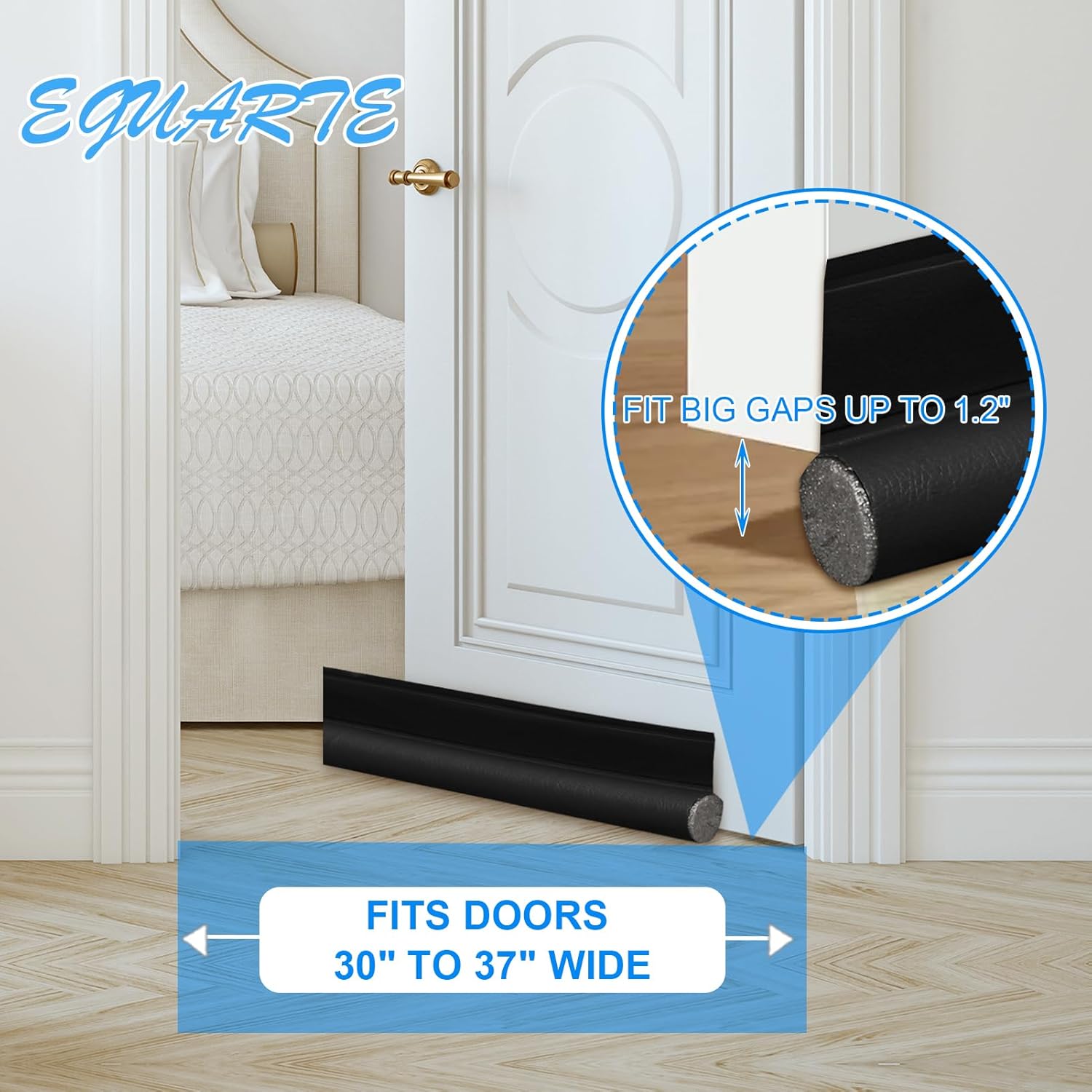 EGUARTE Door Draft Stopper 37 Inch Adjustable Black
